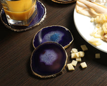 Load image into Gallery viewer, Agate Coasters with Gold Trim, Set of 4