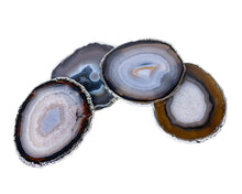 Load image into Gallery viewer, Agate Coaster with Silver Trim, Set of 4