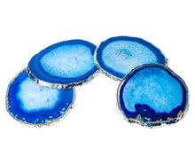 Load image into Gallery viewer, Agate Coaster with Silver Trim, Set of 4