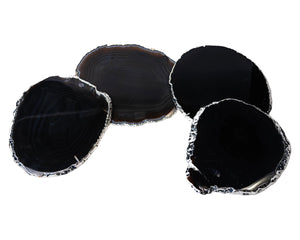 Agate Coaster with Silver Trim, Set of 4