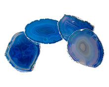 Load image into Gallery viewer, Agate Coaster with Silver Trim, Set of 4