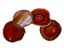 Load image into Gallery viewer, Agate Coaster with Silver Trim, Set of 4