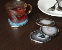 Load image into Gallery viewer, Agate Coaster with Silver Trim, Set of 4