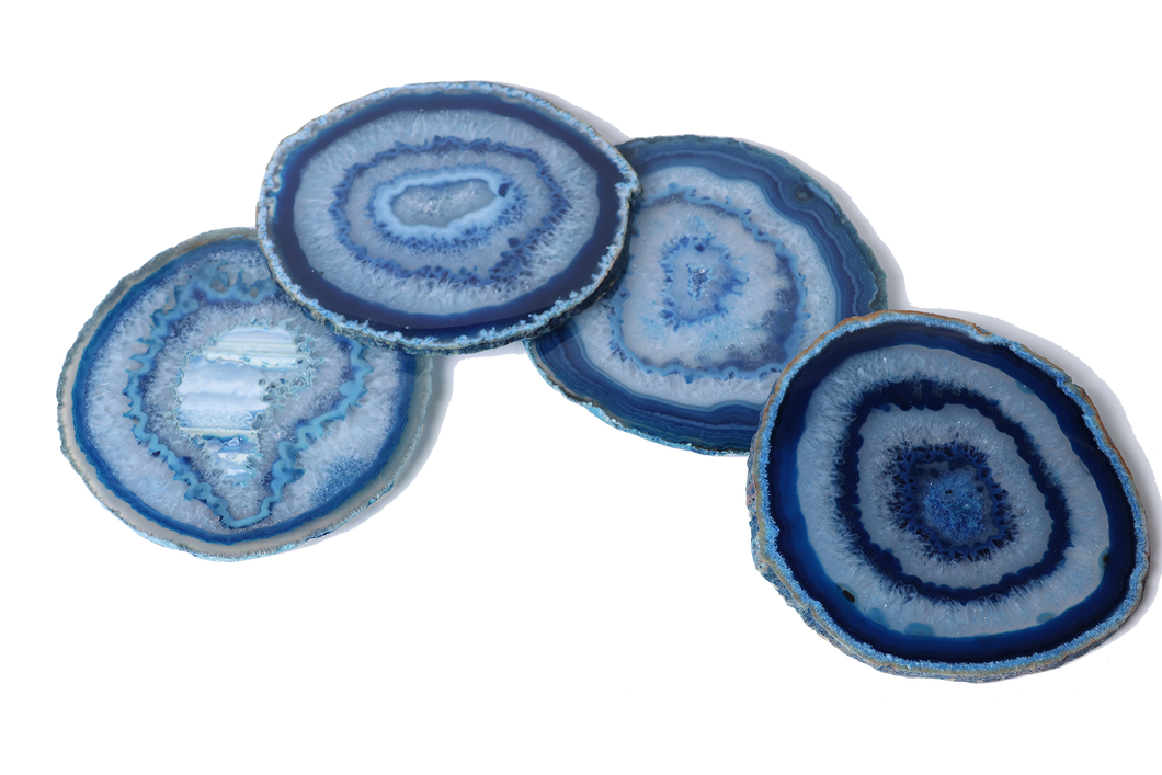Agate Coasters with Natural Trim, Set of 4